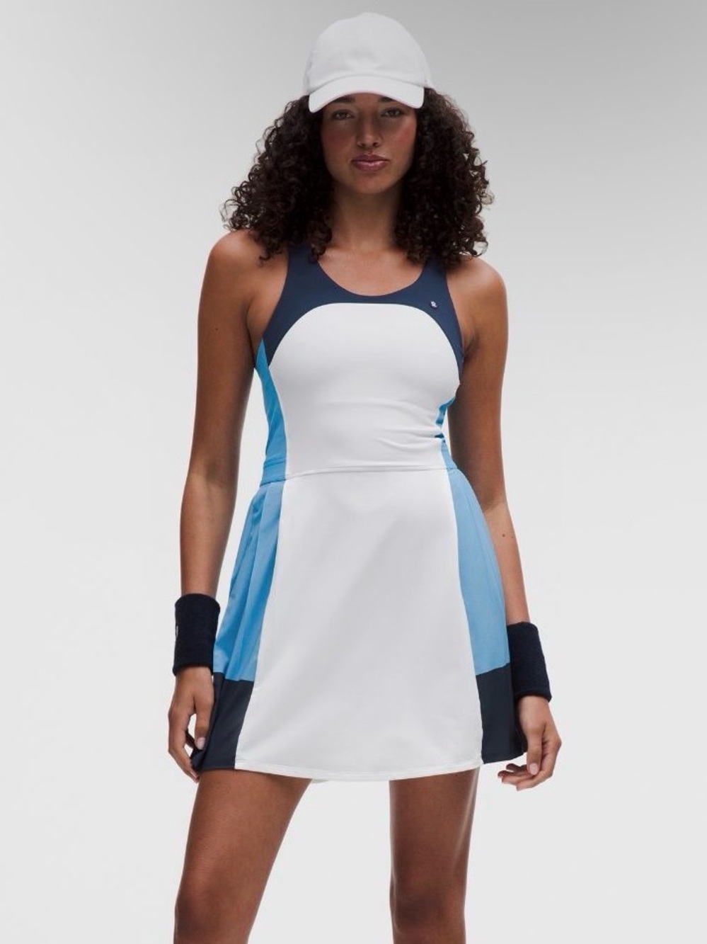 Lululemon Court Champ Racerback Tennis Dress White Blue XL NWT
